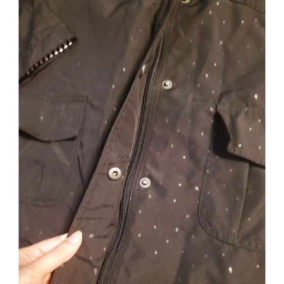 Volcom Men's Hooded Jacket Black & White Lining Small Black Drawstring Teardrops - Picture 5 of 8